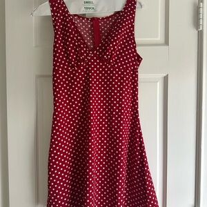 SHEIN Red and White Polka Dot Mini Dress